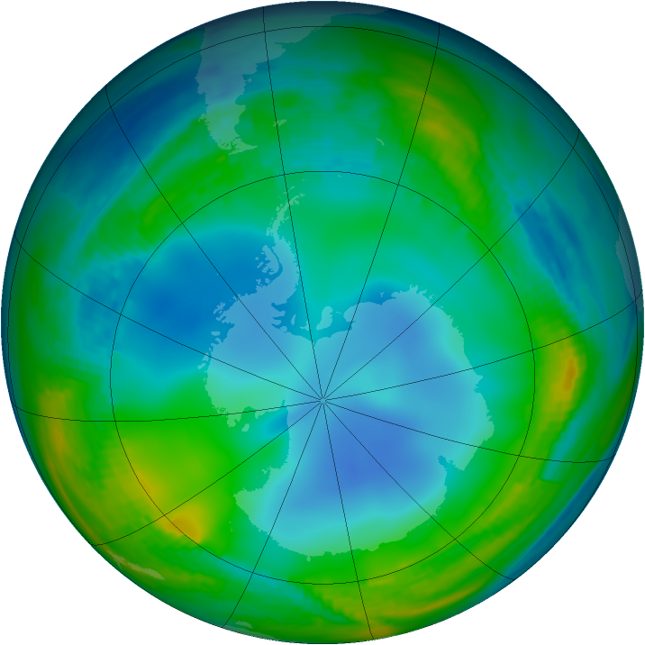 Antarctic ozone map for 20 June 1987